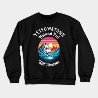 Majestic Wolf Gazing at Mountain Peaks Crewneck Sweatshirt